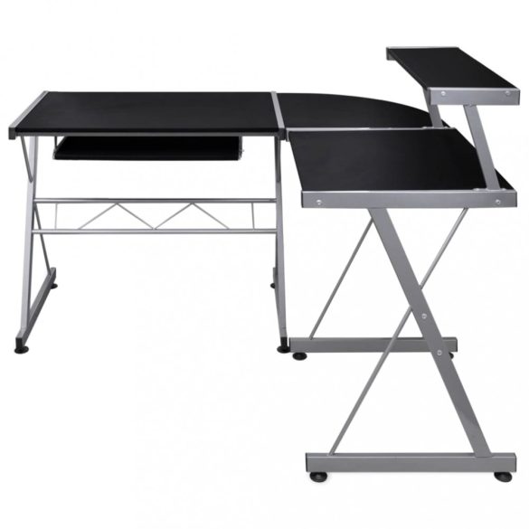 fekete szerelt fa sarok számítógépasztal 132 x 112 x 99 cm