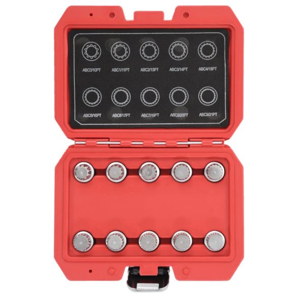 10 darabos kerékzáró anya kulcskészlet VW-hez