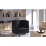 fekete műbőr kocka alakú fotel