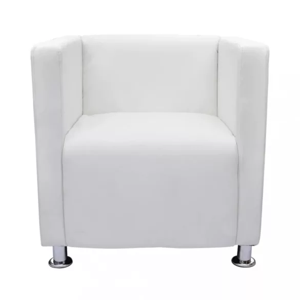 fehér műbőr kocka alakú fotel