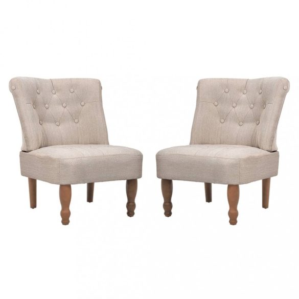 2 db krémszínű szövetkárpitozású francia szék