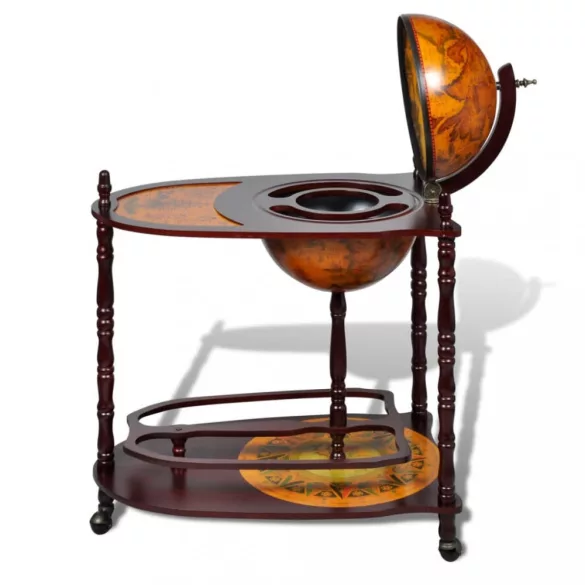 földgömb alakú eukaliptuszfa bárszekrény/bortartó állvány