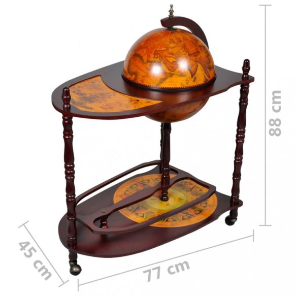 földgömb alakú eukaliptuszfa bárszekrény/bortartó állvány