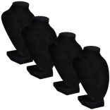 Flanel ékszer tartó nyaklánc mellszobor fekete 9 x 8,5 x 15 cm 4 db