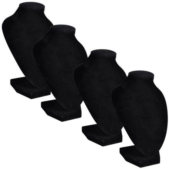 Flanel ékszer tartó nyaklánc mellszobor fekete 9 x 8,5 x 15 cm 4 db