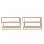 2 db 3-szintes tömör fenyőfa cipőpolc