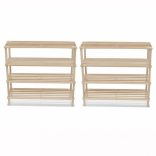 2 db 4-szintes tömör fenyőfa cipőpolc