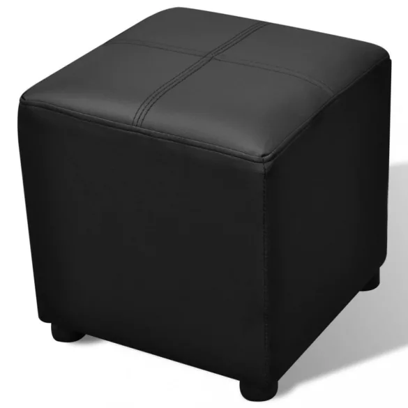 Fekete Műbőr Tároló Láda / Pad Szett Lábtartó 3 db