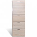 Tölgyfa hatású fa cipősszekrény 5 rekesszel