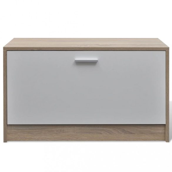 Tölgy színű és fehér 3 az 1-ben fa cipősszekrény garnitúra