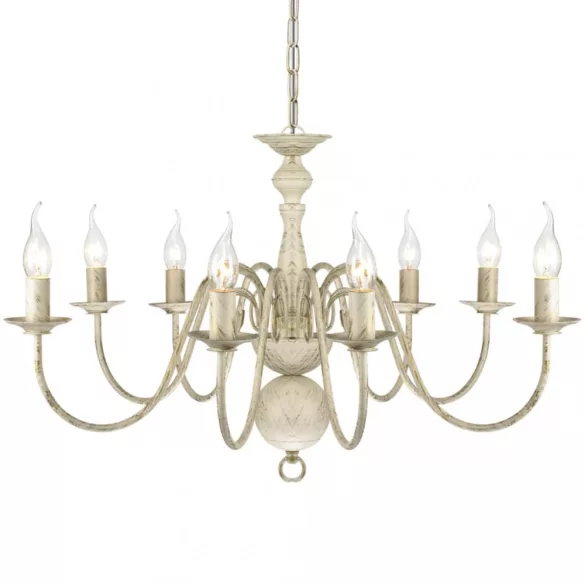 Antik Fehér Fém Csillár 8 x E14 Izzók