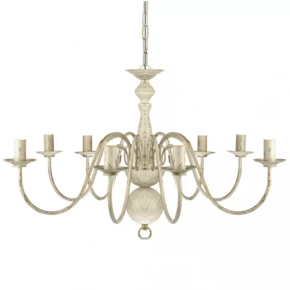 Antik Fehér Fém Csillár 8 x E14 Izzók