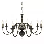 Antik Fekete Fém Csillár 8 x E14 Izzók