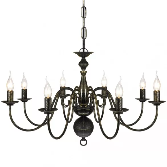 Antik Fekete Fém Csillár 8 x E14 Izzók
