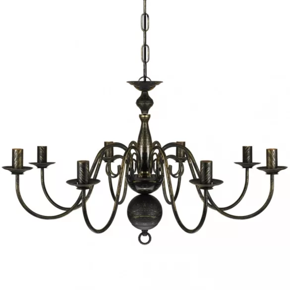 Antik Fekete Fém Csillár 8 x E14 Izzók