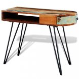 tömör újrahasznosított fa íróasztal vas lábakkal