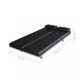 fekete műbőr állítható kanapéágy két párnával