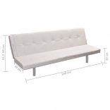 krémfehér műbőr állítható kanapéágy két párnával