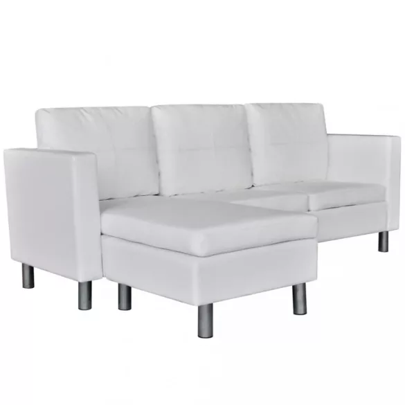 3 személyes fehér műbőr elemes kanapé