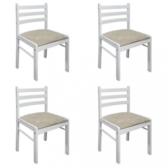 4 db fehér tömör gumifa és bársony étkezőszék