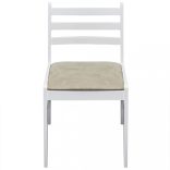 4 db fehér tömör gumifa és bársony étkezőszék