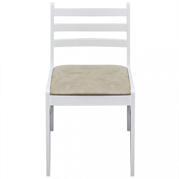 4 db fehér tömör gumifa és bársony étkezőszék