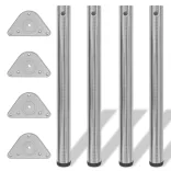 4 db állítható magasságú csiszolt nikkel asztalláb 710 mm