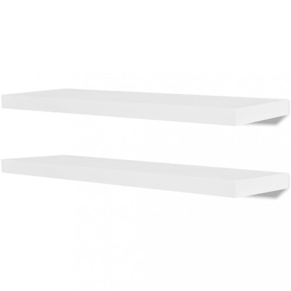 2 db fehér MDF lebegő fali könyvpolc/DVD tároló