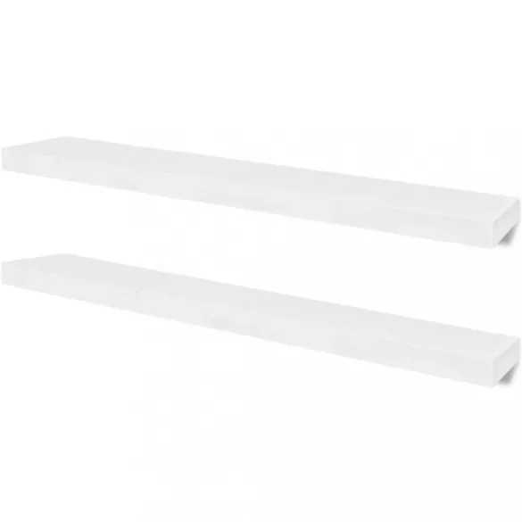 2 db fehér MDF lebegő fali könyvpolc/DVD tároló