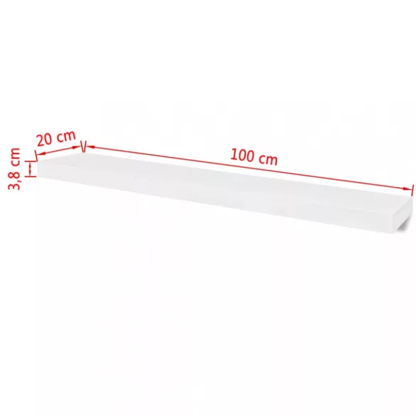 2 db fehér MDF lebegő fali könyvpolc/DVD tároló