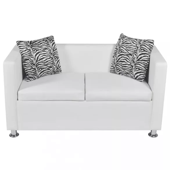 fehér 2 személyes műbőr kanapé