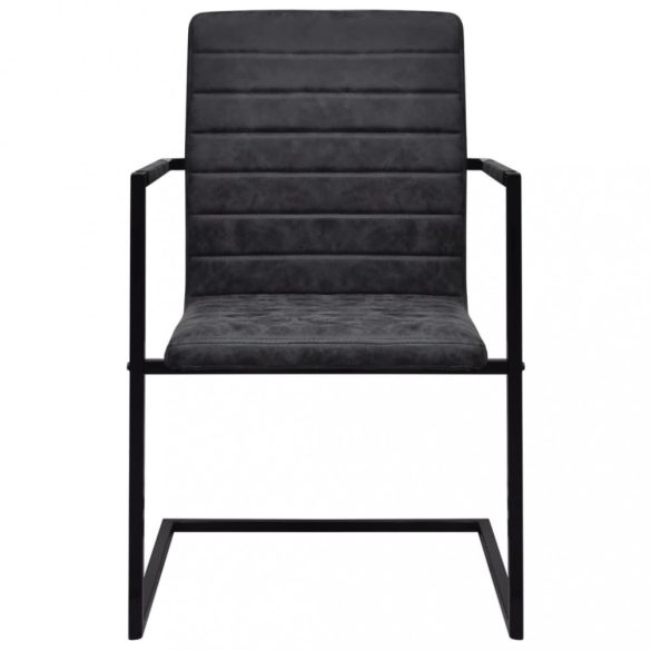 2 db fekete műbőr szánkótalpas étkezőszék