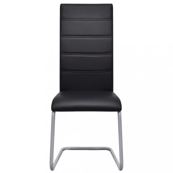 2 db fekete műbőr szánkótalpas étkezőszék