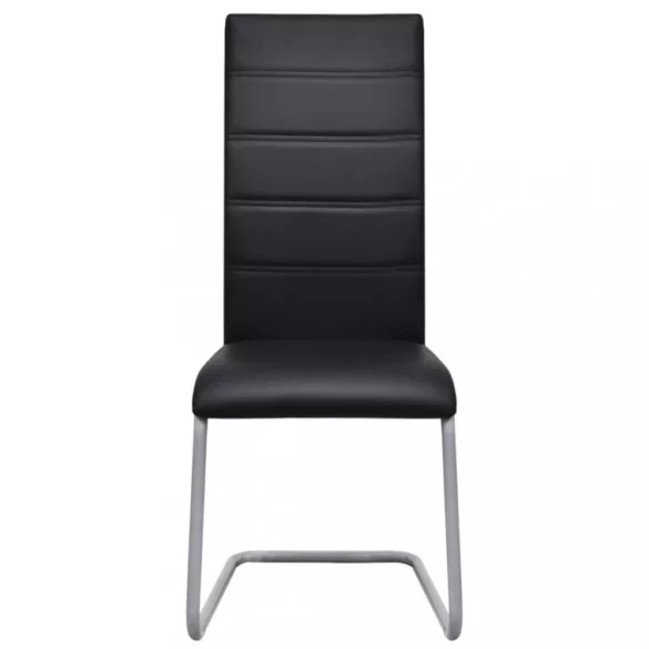 4 db fekete műbőr szánkótalpas étkezőszék