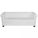 3 személyes fehér műbőr Chesterfield kanapé