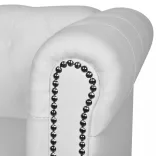 3 személyes fehér műbőr Chesterfield kanapé