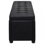 fekete műbőr tárolózsámoly