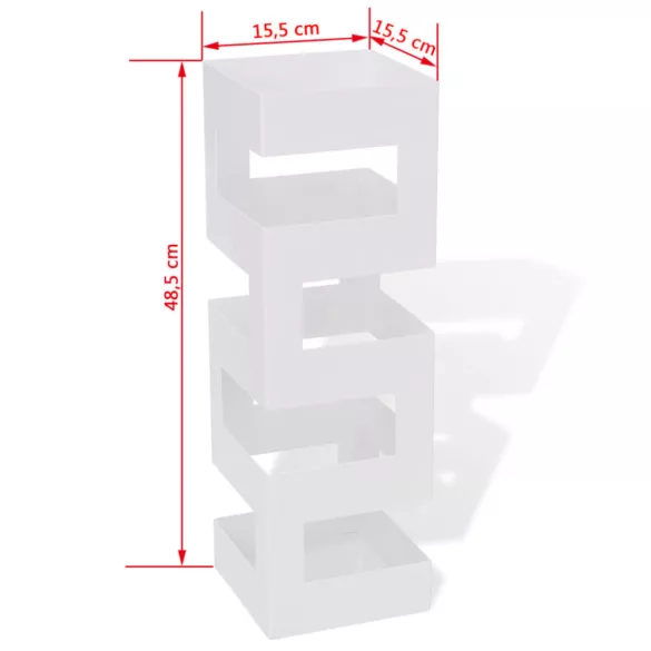 Fehér acél négyzet alakú esernyő és sétapálca tartó 48,5 cm
