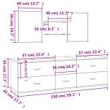 5 részes fekete szerelt fa fürdőszobai bútorszett