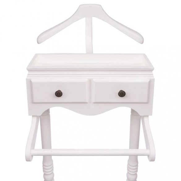 Fehér fa ruhatartó állvány szekrénnyel