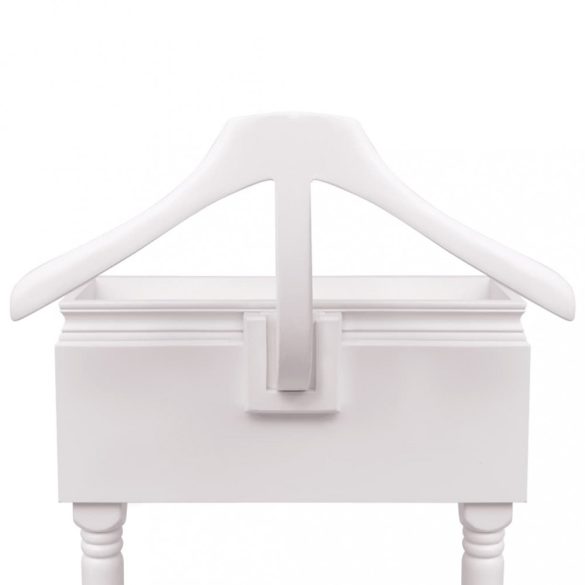 Fehér fa ruhatartó állvány szekrénnyel