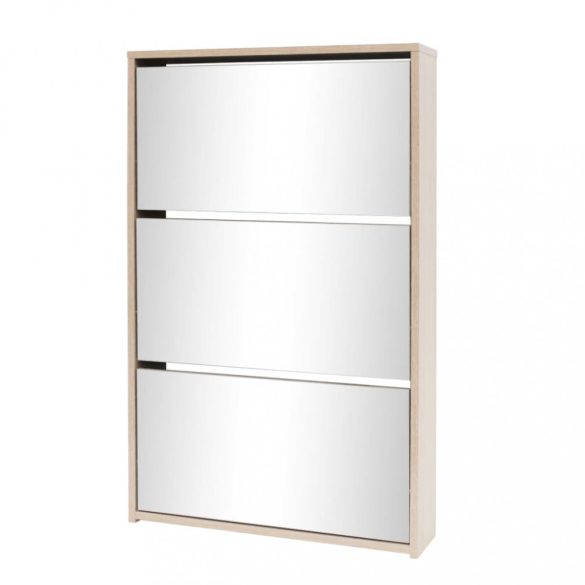 3 szintes tölgyfa cipőszekrény tükörrel 63 x 17 x 102,5 cm