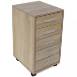 tölgyfa irodai szekrény 5 fiókkal és görgőkkel