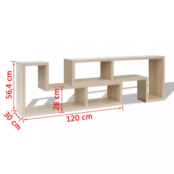 dupla L-alakú tölgyszínű TV-szekrény