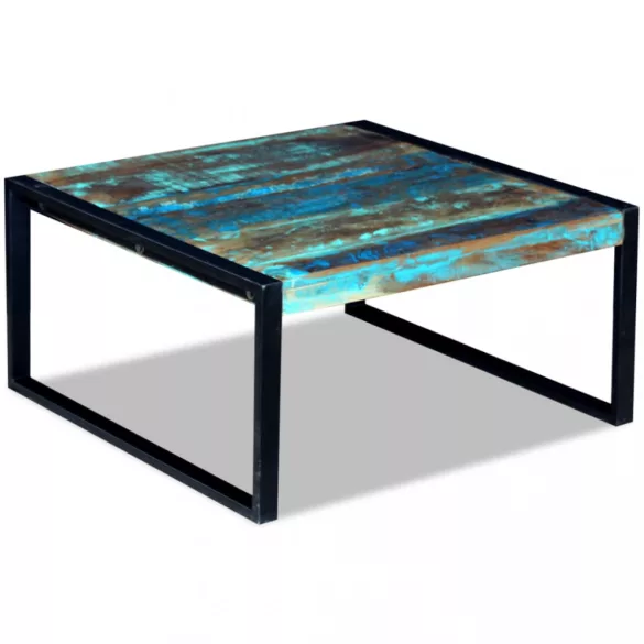 tömör újrahasznosított fa dohányzóasztal 80 x 80 x 40 cm