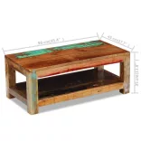 tömör újrahasznosított fa dohányzóasztal 90 x 45 x 35 cm