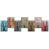 tömör újrahasznosított fa fogas 7 kampóval