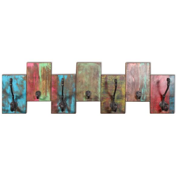 tömör újrahasznosított fa fogas 7 kampóval