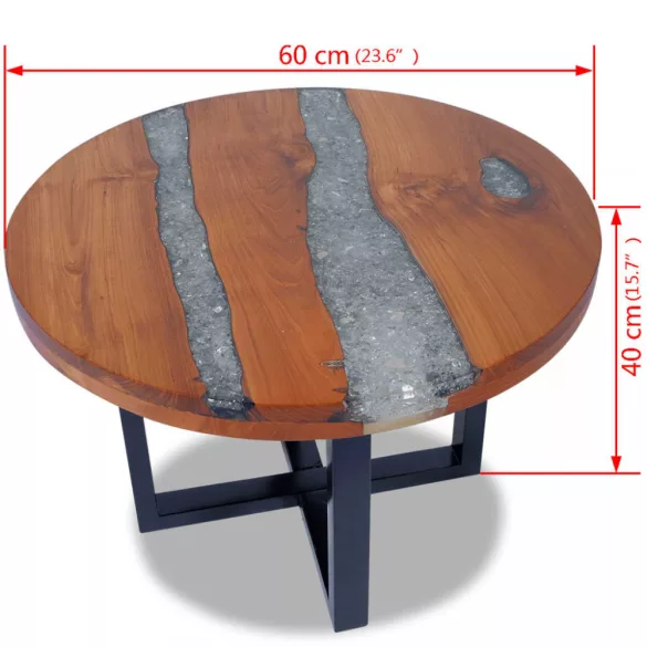 60 cm gyantázott tíkfa dohányzóasztal