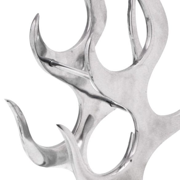 tűzláng alakú bortartó állvány 9 palackhoz alumínium ezüst